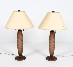 PAIR HUTTON FOR DONGHIA MURANO GLASS TABLE LAMPS