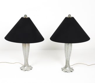 PAIR JOHN HUTTON MURANO ART GLASS TABLE LAMPS