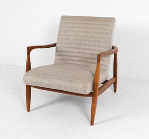 ROOM & BOARD CUSTOM CALLAN TEAK & WOOL ARMCHAIR
