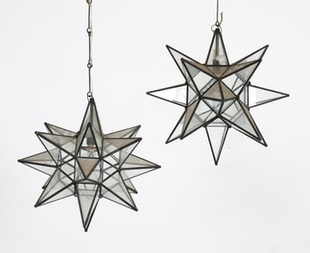 PAIR OF MORAVIAN STAR PENDANT LIGHTS
