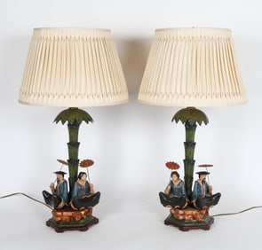 PAIR OF VINTAGE CHINOISERIE LAMPS