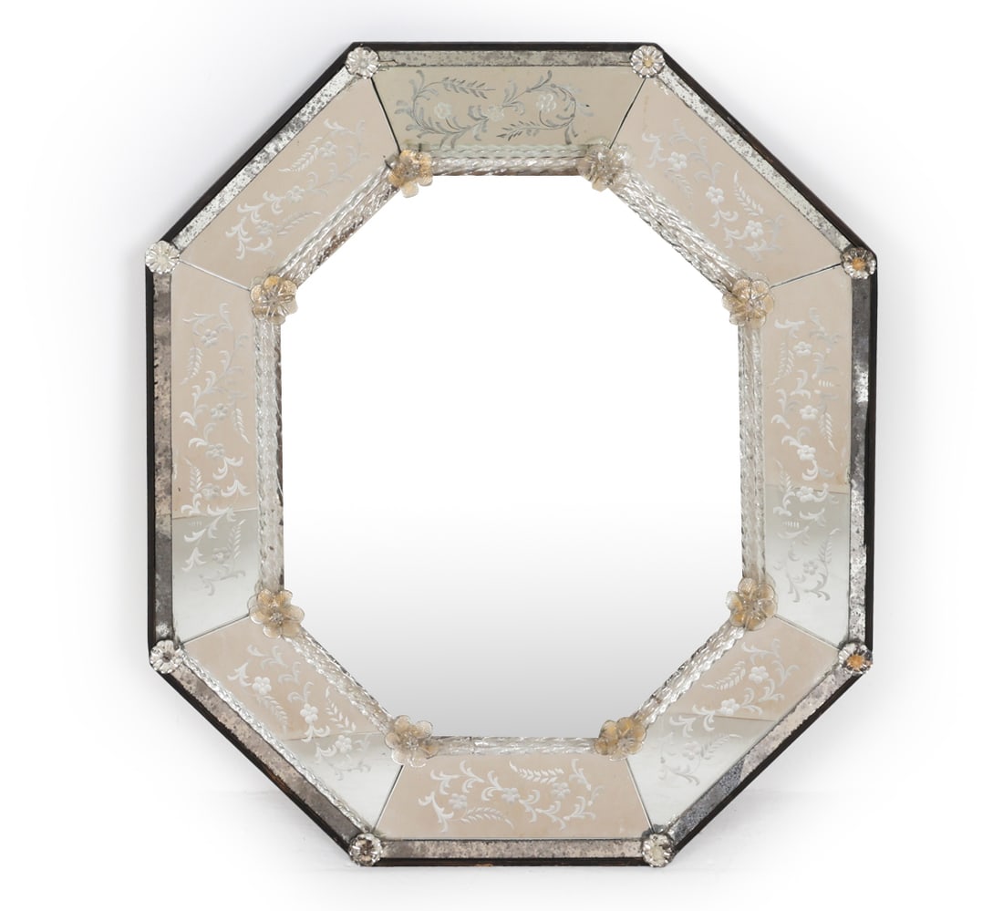 ITALIAN VENETIAN ETCHED GLASS WALL MIRROR (1 of 13)