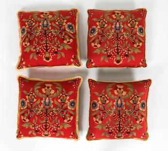 MACKENZIE CHILDS HARLEQUIN VELOUR PILLOWS: Apparently unsigned. One side in velour the other in cotton. Dimensions: H 20" x W 21" Condition: Minor fraying to threads. Presents well overall.