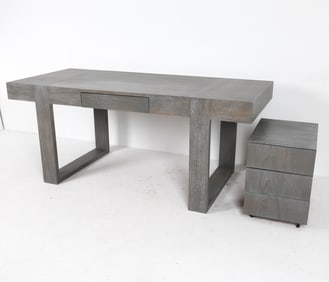 CONTEMPORARY CUSTOM FROBES DESK W/ ROLLING CHEST