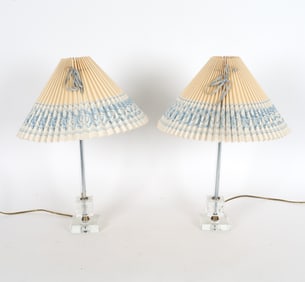 PAIR OF ART DECO STYLE GLASS LAMPS
