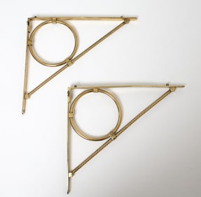PAIR OF BRASS WALL BRACKETS