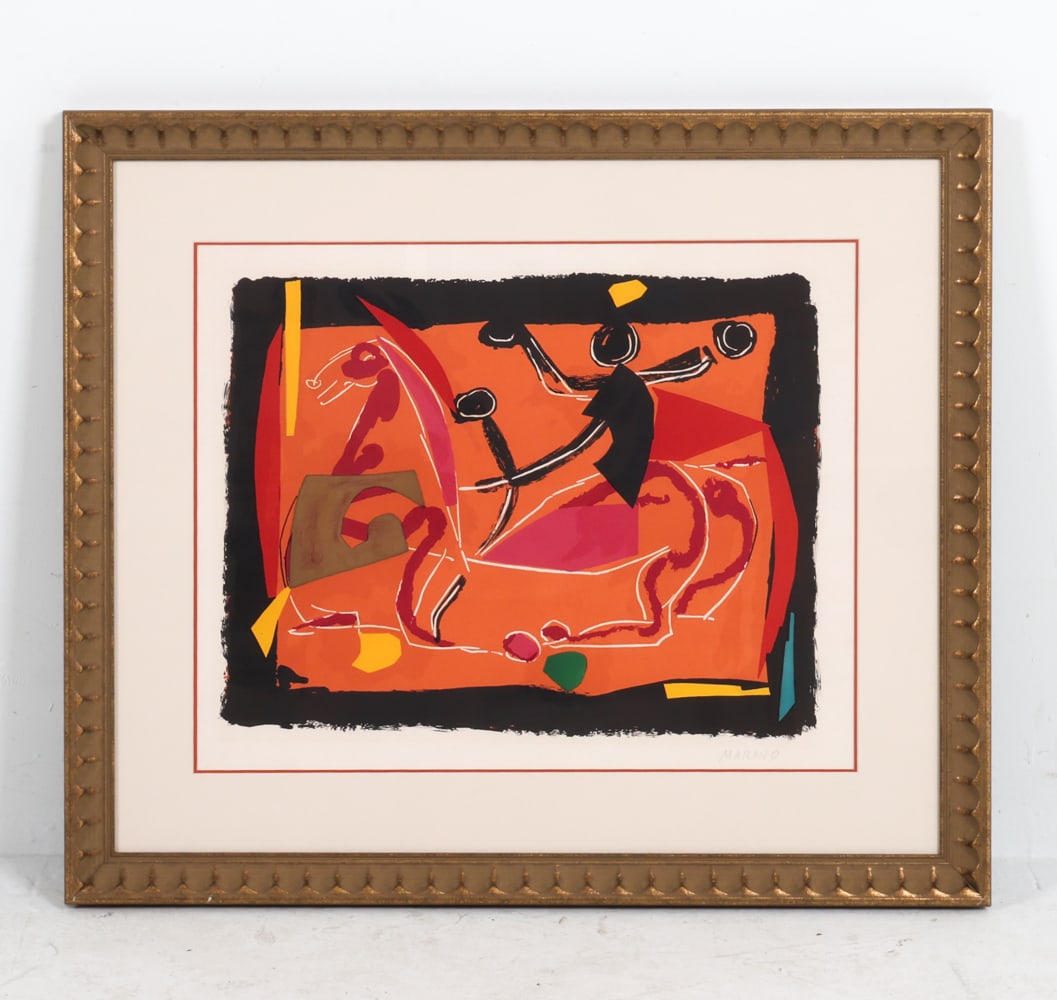 MARINO MARINI (ITALIAN 1901-1980) SILKSCREEN: Signed to margin. Frame: H 26" x W 30.25" Sight: H 17.5" x W 25.5" Condition: Minor rubbing to silkscreen. Presents well overall.