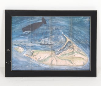 KOLENE SPICHER (20TH C.) NANTUCKET MAP PRINT