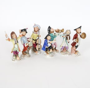 GERMAN PORCELAIN MONKEY BAND FIGURES
