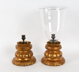 PAIR OF VINTAGE GILT WOOD CANDLE HOLDERS