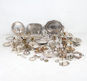 LARGE SILVERPLATE GROUPING