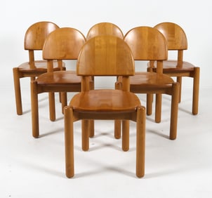 (6) DAUMILLER STYLE DANISH BEECH DINING CHAIRS