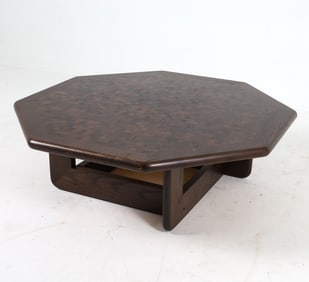 DUTCH BRUTALIST OAK PARQUETRY COFFEE TABLE C. 1970
