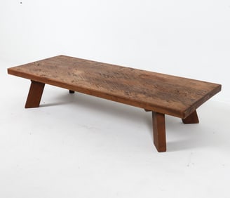 DUTCH BRUTALIST OAK LOW COFFEE TABLE C. 1960S