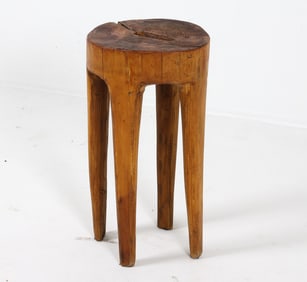 DUTCH PRIMITIVE STYLE OAK MILK STOOL C. 1940S