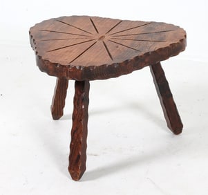 SCANDINAVIAN OAK CARVED MILK STOOL C. 1930S
