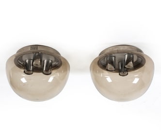 PAIR OF GERMAN DORIA LEUCHTEN GLASS CEILING LIGHTS