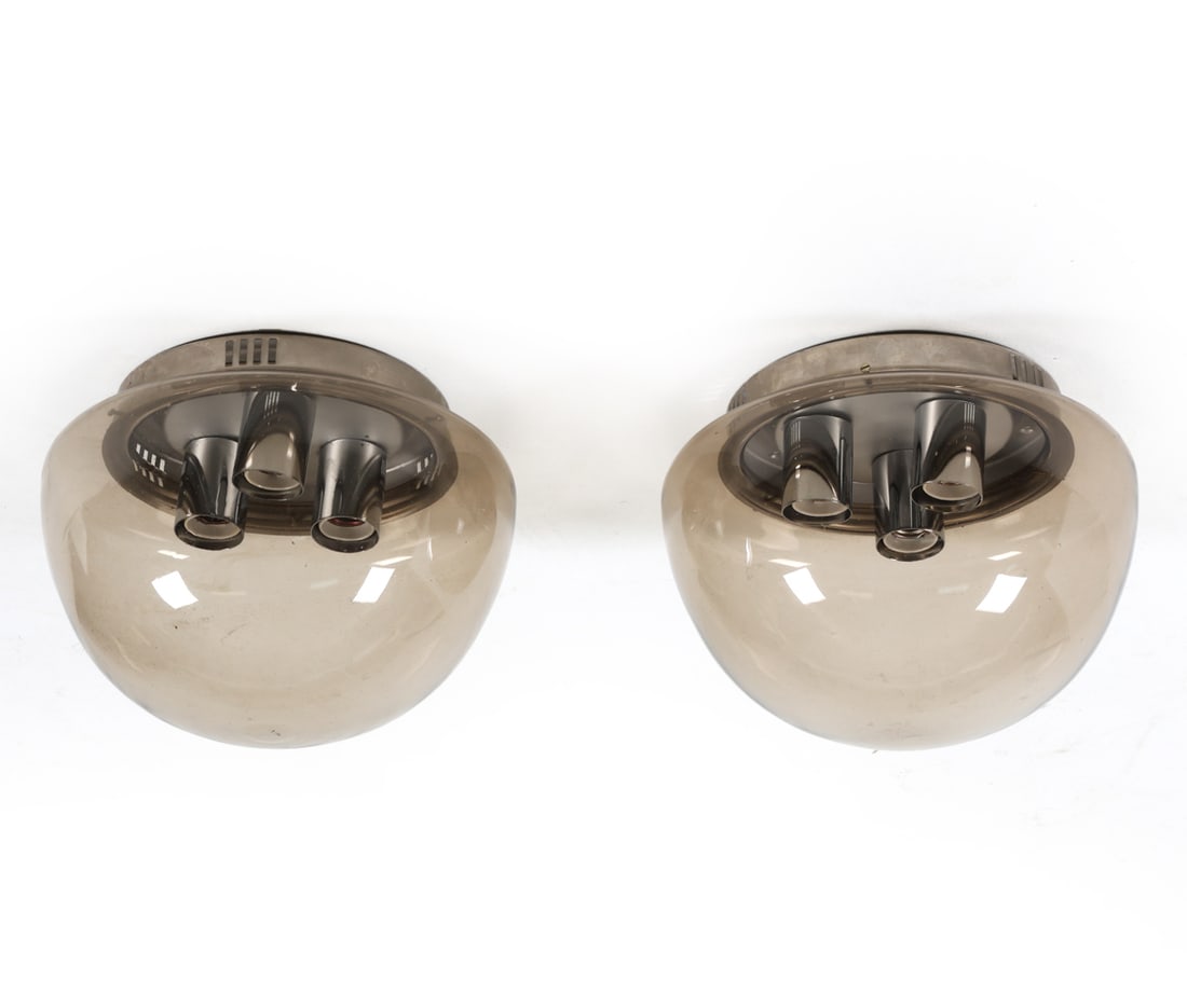 PAIR OF GERMAN DORIA LEUCHTEN GLASS CEILING LIGHTS (1 of 10)