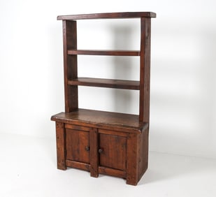 FRENCH PRIMITIVE PINE BOOKCASE CABINET
