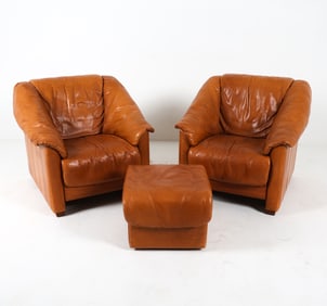 PAIR OF GERMAN LEATHER LOUNGE CHAIRS C. 1970S