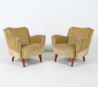 PAIR GERMAN MOHAIR LOUNGE CHAIRS C. 1960S