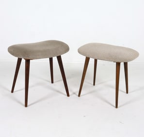 PAIR SCANDINAVIAN BEECH OTTOMANS C. 1960S