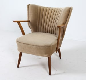 MID-CENTURY DANISH MOHAIR COCKTAIL CHAIR C. 1960S