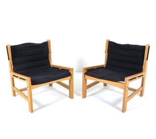PAIR OF SCANDINAVIAN PINE LOUNGE CHAIRS C. 1970S
