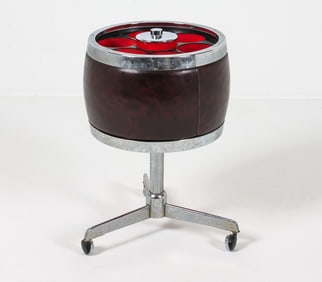 GERMAN SPACE AGE LEATHER WRAPPED BAR CART C. 1960S