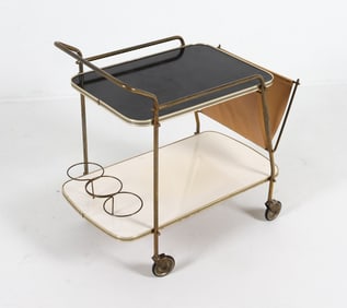 GERMAN MID-CENTURY BARCART W/ BOTTLE HOLDER