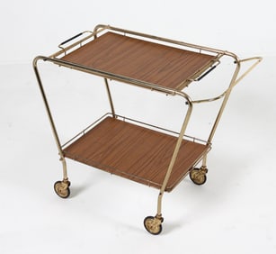MID-CENTURY GERMAN BRASS BAR CART C. 1960S