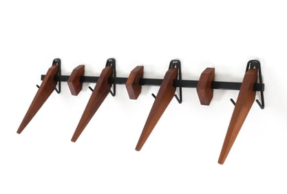 SCANDINAVIAN TEAK & METAL COAT RACK C. 1960S