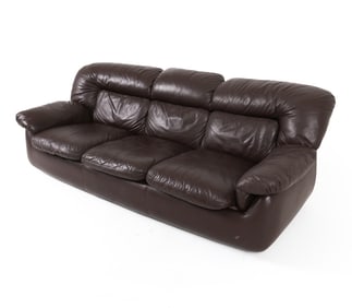 ITALIAN LEATHER SOFA C. 1970S