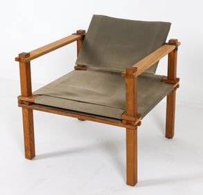 BOFINGER 'FARMER' OAK SAFARI LOUNGE CHAIR 1950S
