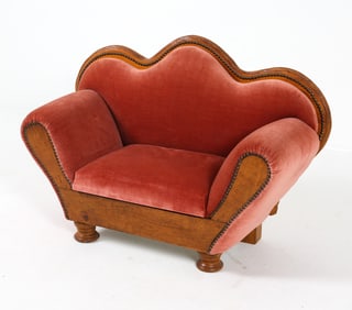 DUTCH ART DECO MINI MOHAIR SETTEE C. 1930S