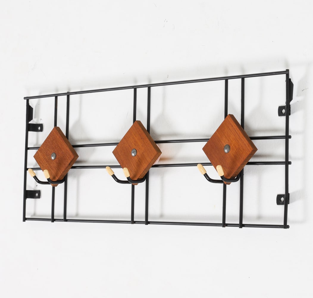MID-CENTURY DANISH TEAK & METAL COAT RACK C. 1960S (1 of 11)