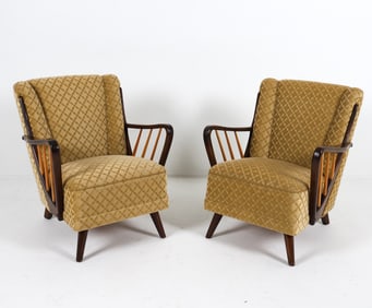 PAIR OF GERMAN MOHAIR LOUNGE CHAIRS C. 1960S