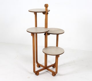 ANDRE GROULT ART DECO OAK PLANT STAND C. 1920S