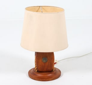 DANISH TEAK NAUTICAL PULLEY TABLE LAMP C. 1960S