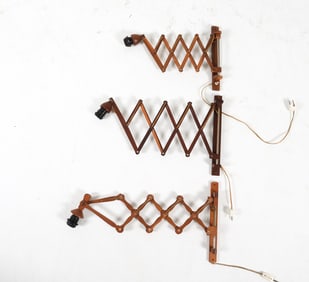 DUTCH TEAK SCISSOR WALL LAMPS C. 1960S