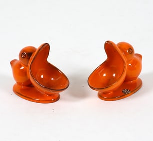 PAIR OF PAN CERAMIC PELICAN ASHTRAYS C. 1970S