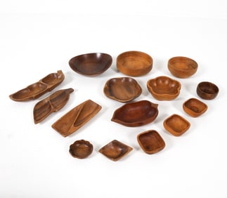 SCANDINAVIAN TEAK BOWL & PLATE GROUPING C. 1960S