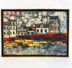 MIKE KOPRIVA (B. 1952) ABSTRACT O/C CITYSCAPE