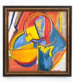 COLORFUL ABSTRACT O/C PAINTING