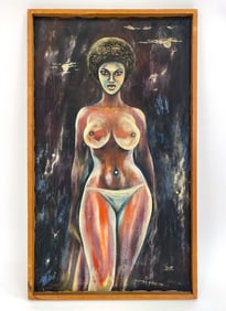 MID-CENTURY SCI-FI NUDE O/C PAINTING