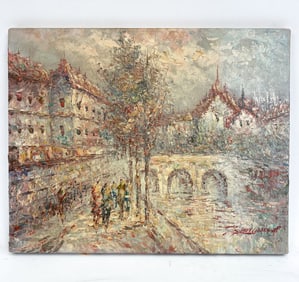 MARIE CHARLOT (FRENCH, 20TH C.) NOTRE DAME SCENE