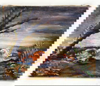 MID-CENTURY O/C NUDE ON BEACH