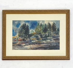 BERNARD KLONIS (1906-1957) LANDSCAPE WATERCOLOR