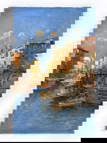 HANS JOHANN WAGNER (1866-1940) CANAL SCENE O/C