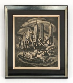 HUGH PEARCE BOTTS (1903-1964) CITYSCAPE ETCHING